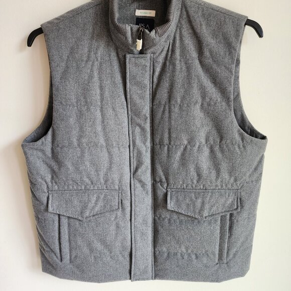 Large Gray Vest Coat Mens Jos A Bank New Tailored Fit Size L Nwt Zip Up Jacket - Picture 8 of 17